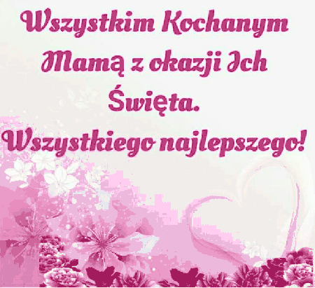 Różowa kartka z różowymi życzeniami dla mam